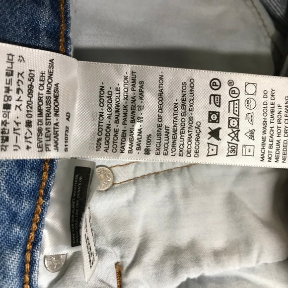 Levi's 501 Denim Cut Off Shorts Distressed Raw Hem Women's Size 32 - Picture 7 of 10